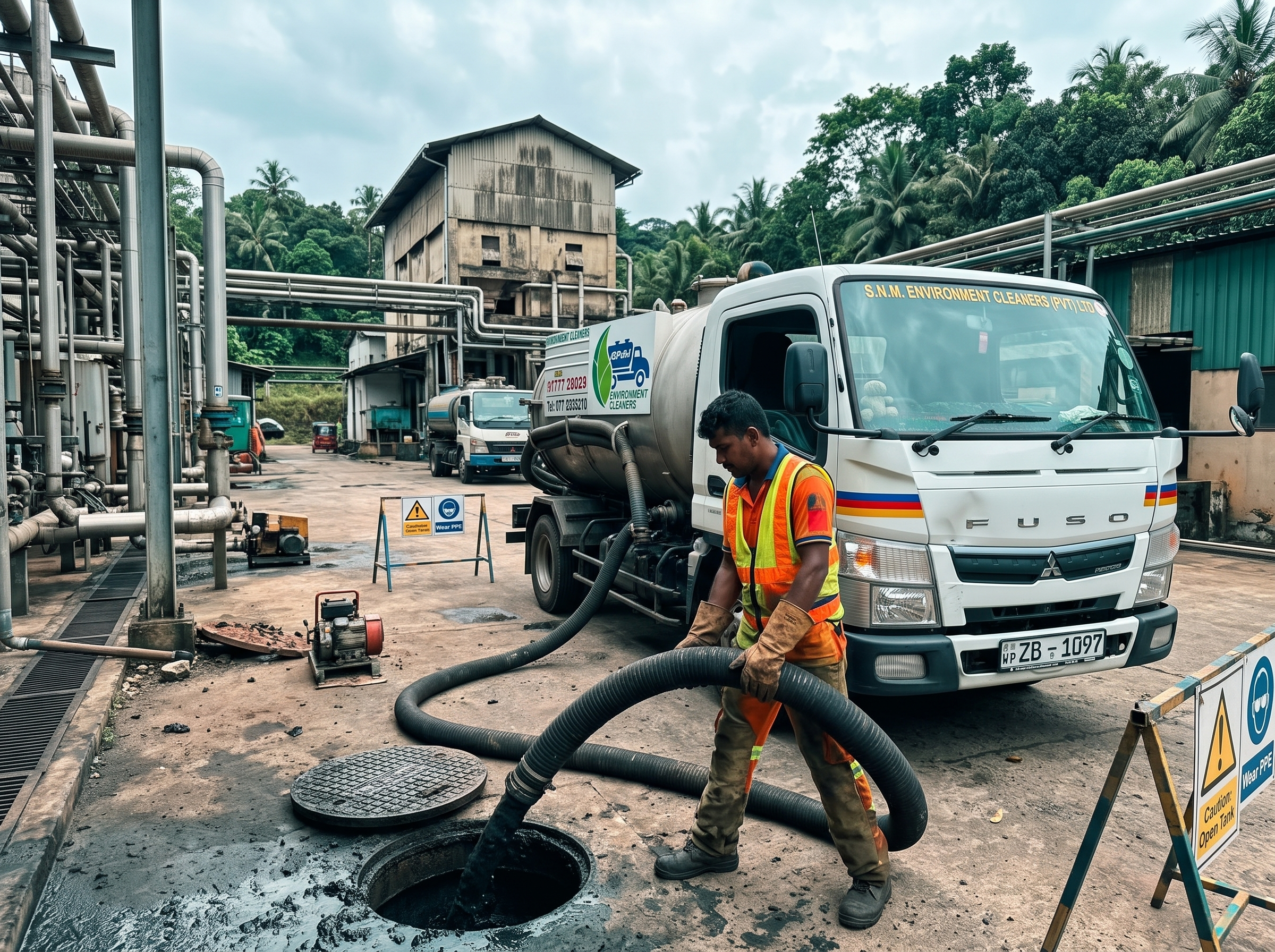 Sludge tank removal for factories and commercial sites